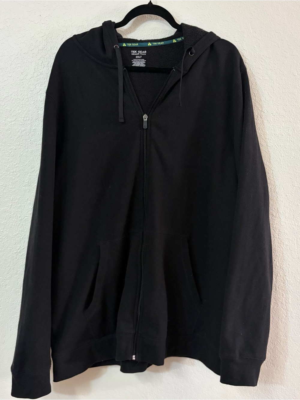 tek gear Men’s ultra soft fleece Black Full-Zip Hooded Sweater 2XLT athletic
